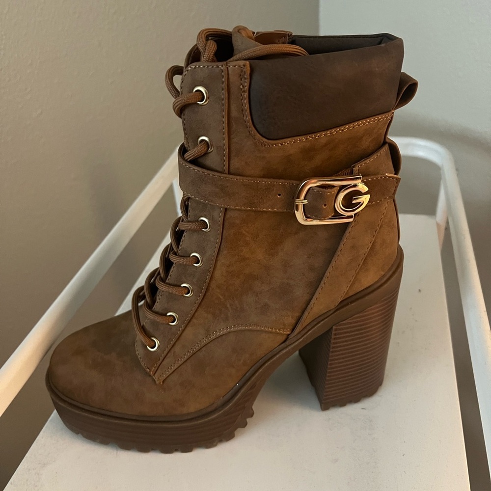Brown Lace-Up Ankle Boots